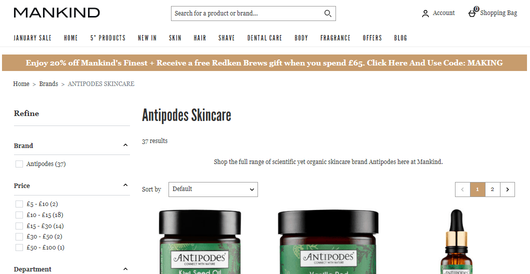 Mankind網站優惠碼2024！新西蘭有機護膚品牌Antipodes限時6折, 皇牌奇異果籽油眼霜折後只要HK$202